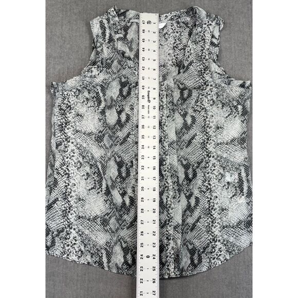 Sheer Snakeskin Print Sleeveless Blouse New York & Company Women L Gray Black - Picture 7 of 9